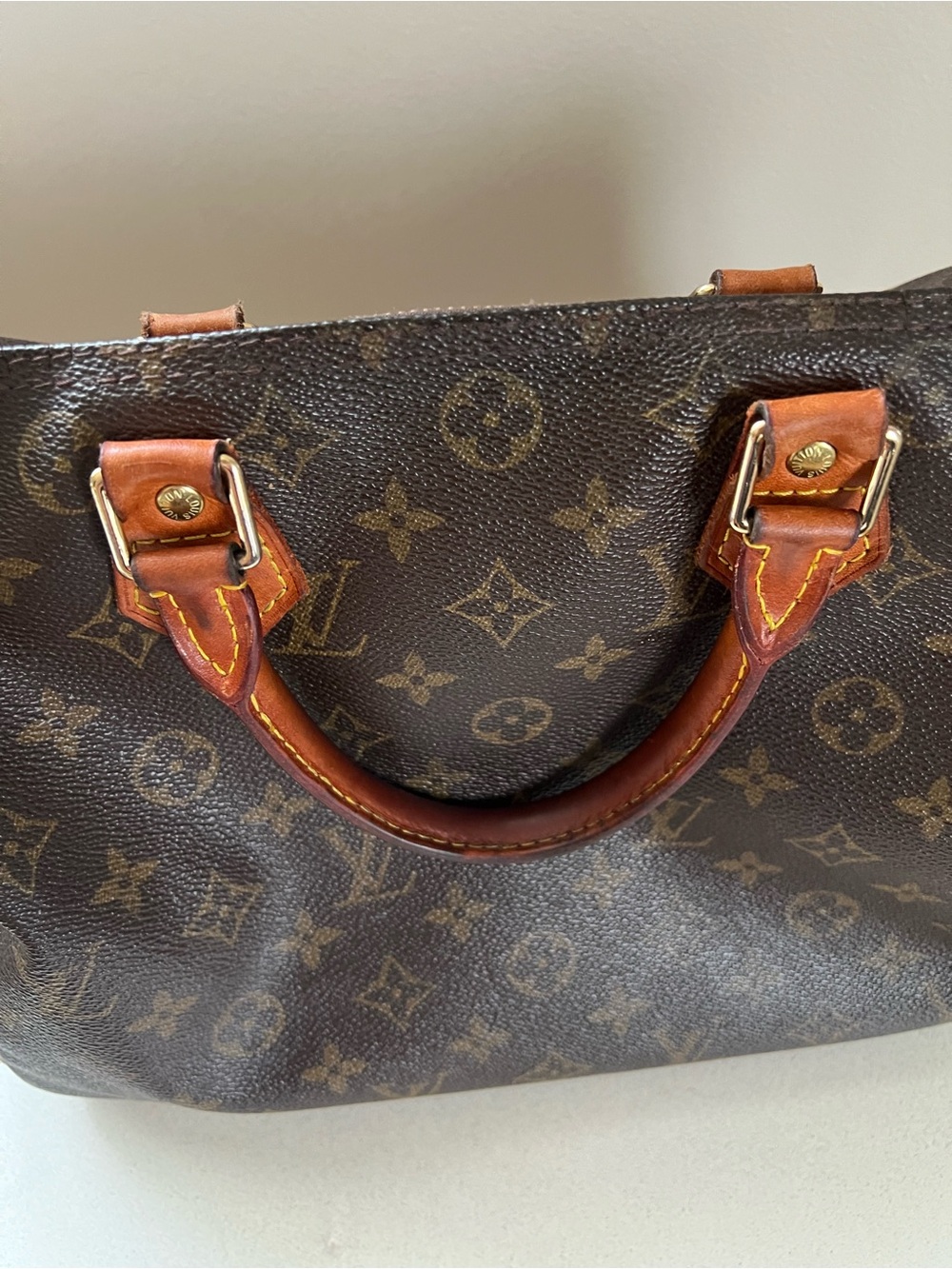 Louis Vuitton Monogram Speedy Satchel in Dark Brown and Cognac Trim - Picture 5 of 9